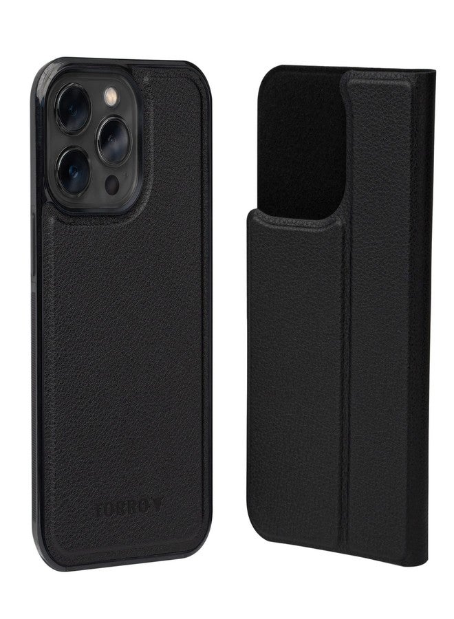 TORRO Leather Case Compatible with iPhone 14 Pro - Genuine Leather Bumper Case with Magnetically Detachable Cover with Kickstand (Black) - Image 1