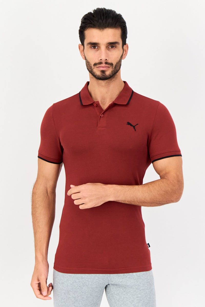 PUMA Men Sportswear Fit Short Sleeves Outdoor Polo Shirt, Maroon - Image 1