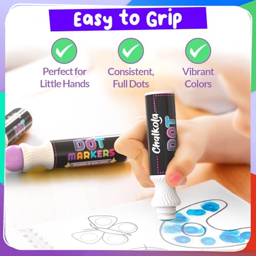 Chalkola 8 Washable Dot Markers for Toddlers 1-3 | with 20 Page Coloring Activity Book Kit, Bingo Daubers | Preschool Paint Dot Art Set - Toddler Arts and Crafts Supplies for Kids Ages 2-4 Years Old - Image 4