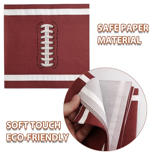 EaciTown Paper Football Plates & Football Napkins Set Serve 20 Football Party Plates Disposable for Birthday Party Football Game Day Party Faovrs - Image 3