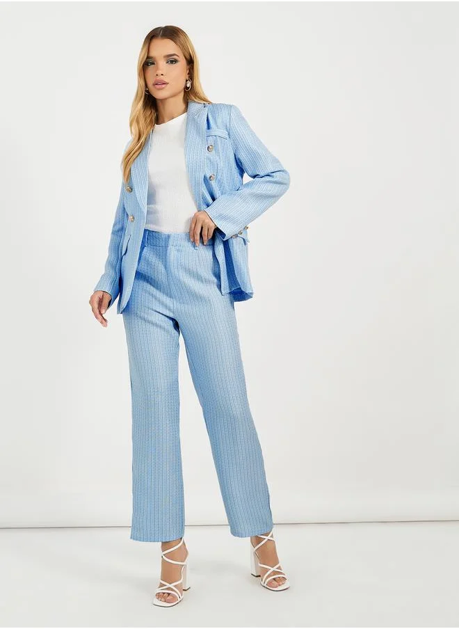 Styli Notch Lapel Oversized Blazer & Straight Fit Pants Co-Ords Set