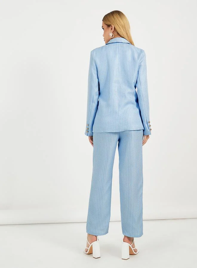Styli Notch Lapel Oversized Blazer & Straight Fit Pants Co-Ords Set