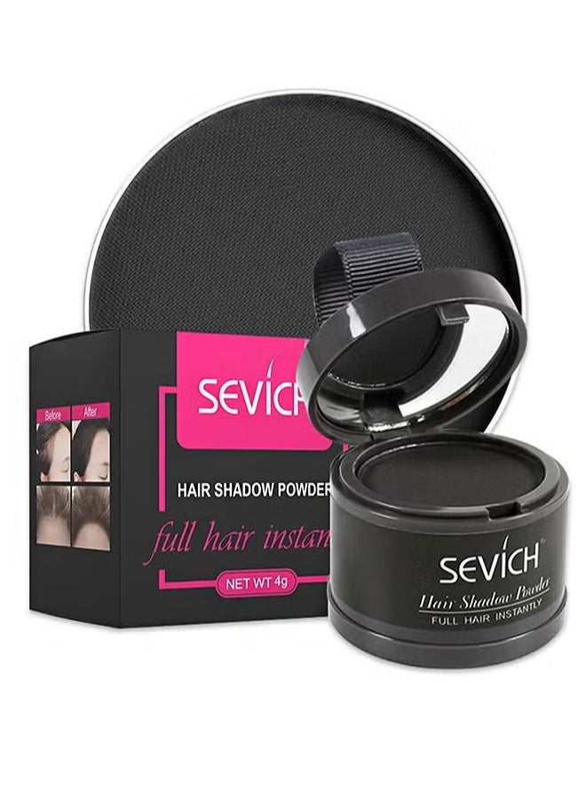 Sevich Hair Shadow Powder，Quick Cover Grey Hair Root Concealer，Eyebrows，Beard Line for Thinning Grey Hairline，Windproof，Sweatproof，Easy to use with mirror（Black 4g） - Image 1