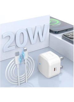 20W USB-C Power Adapter & Lightning Cable [Apple MFi Certified] Lightning Cable 3.3FT/1M and 20W IPhone Charger Plug Compatible with iPhone 12/SE/11/Xs/Max/XR/X/8/8 Plus