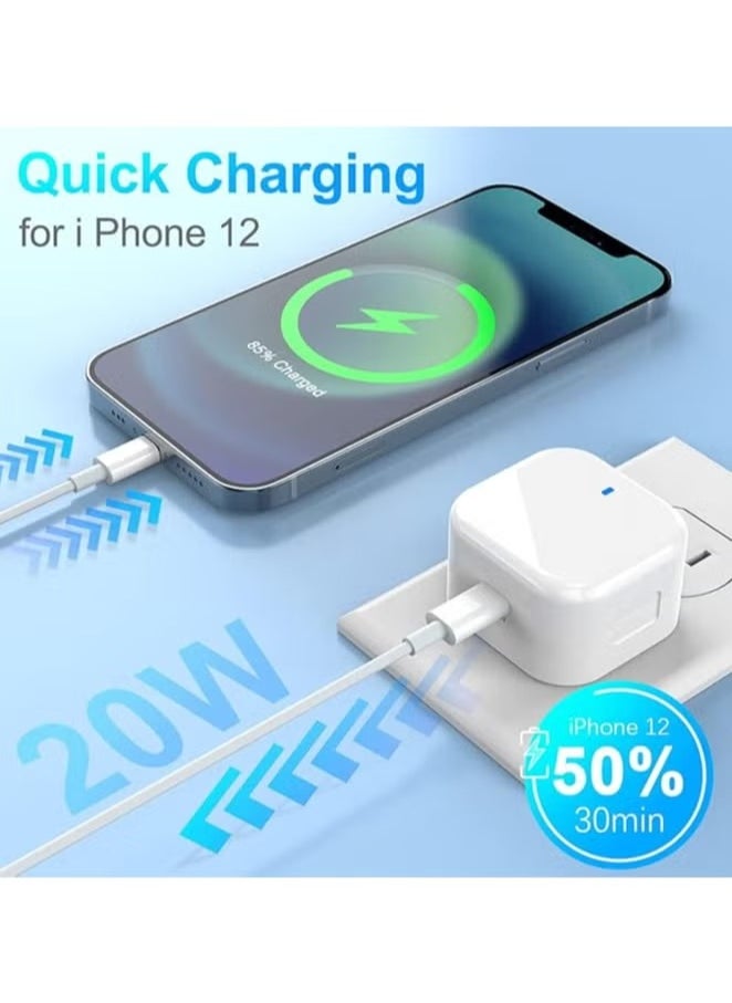 Generic - 20W USB-C Power Adapter & Lightning Cable [Apple MFi Certified] Lightning Cable 3.3FT/1M and 20W IPhone Charger Plug Compatible with iPhone 12/SE/11/Xs/Max/XR/X/8/8 Plus - Image 1