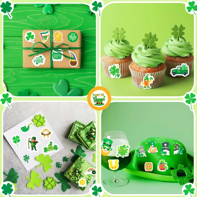 UDTAATO 100 Sheets St Patricks Day Shamrock Stickers,1140pcs St Patricks Day Decorations Accessories for Kids Party Favors Labels Cards Envelopes - Image 3