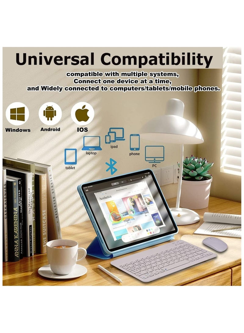 بيتشو مجموعة لوحة مفاتيح وماوس لاسلكية عالمية تعمل بالبلوتوث باللون الأبيض - Image 4