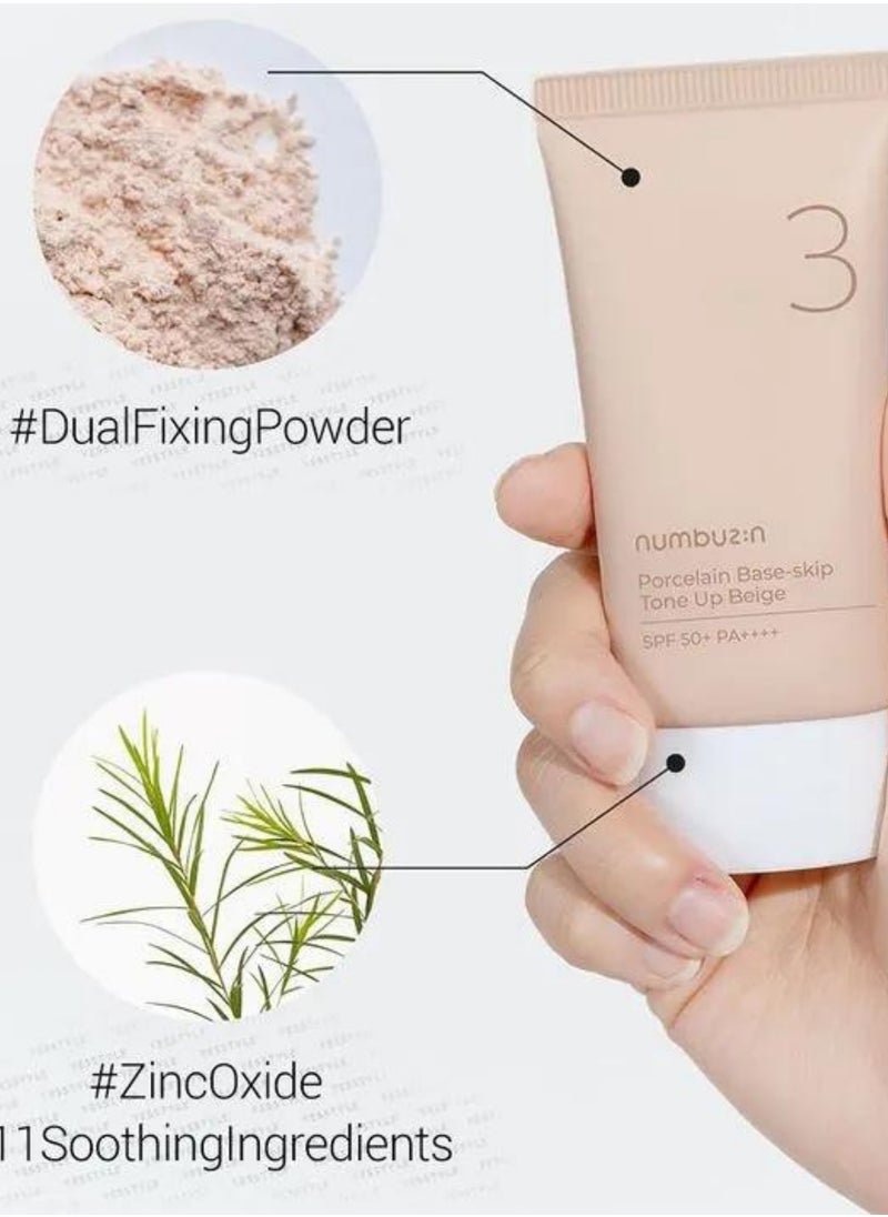 Daily Essentials Skincare Routine - No.3 Super Glowing Essence Toner, No.3 Skin Softening Serum, No.3 Porcelain Base-skip Tone Up Beige