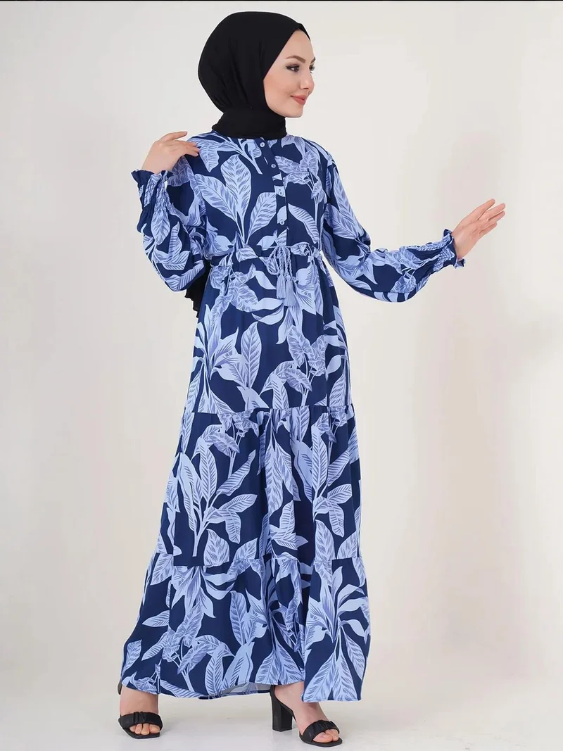 بيغ دارت فستان ماكسي بياقة دائرية وزر إغلاق بطبعة زهور