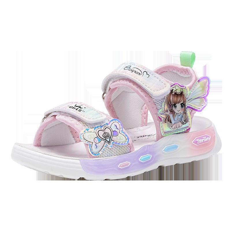 Girls' Sandals 2025 Children'S Beach Shoes Soft Sole Children'S Shoes Non-Slip Middle And Big Kids Girls Princess Shoes - Image 1