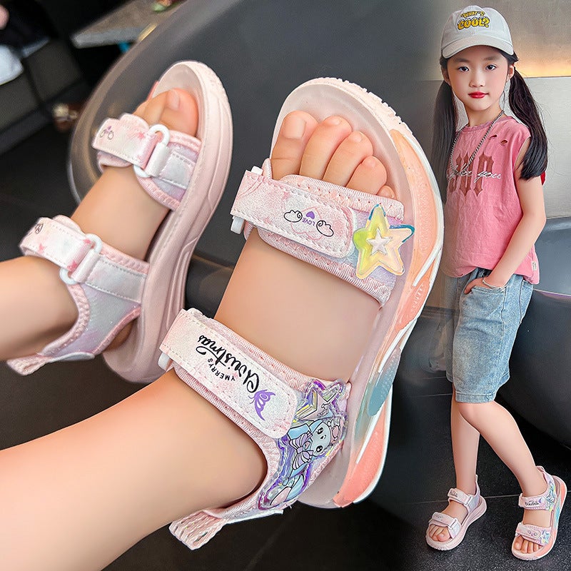 Girls' Sandals 2025 Children'S Beach Shoes Soft Sole Children'S Shoes Non-Slip Middle And Big Kids Girls Princess Shoes - Image 4
