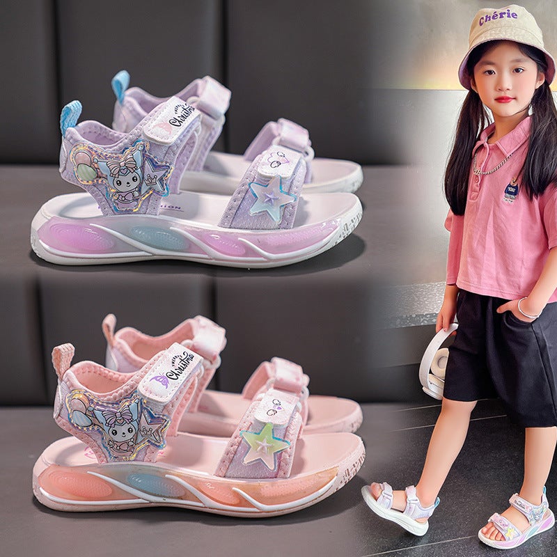 Girls' Sandals 2025 Children'S Beach Shoes Soft Sole Children'S Shoes Non-Slip Middle And Big Kids Girls Princess Shoes - Image 3