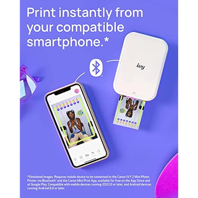 طابعة الصور المصغرة IVY 2، طباعة من أجهزة iOS و Android المتوافقة، طباعة لاصقة، بيضاء نقية - Image 3