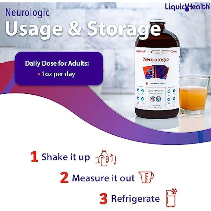 LIQUIDHEALTH Neurologic Focus Supplement - Brain Booster Nootropic Supplement for Cognitive Function, Memory & Focus with Ginkgo Biloba, Choline, L-Theanine & Phosphatidylserine - USA Made (32 oz) - Image 4