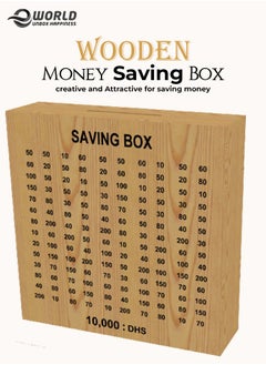 Eworld Wooden Money Box 1 Piece Currency Saving Box for Kids Adults Up to 10000 Money Savings Case Elegant Design Organizer Square Shape 30x8x30.  - Image 1