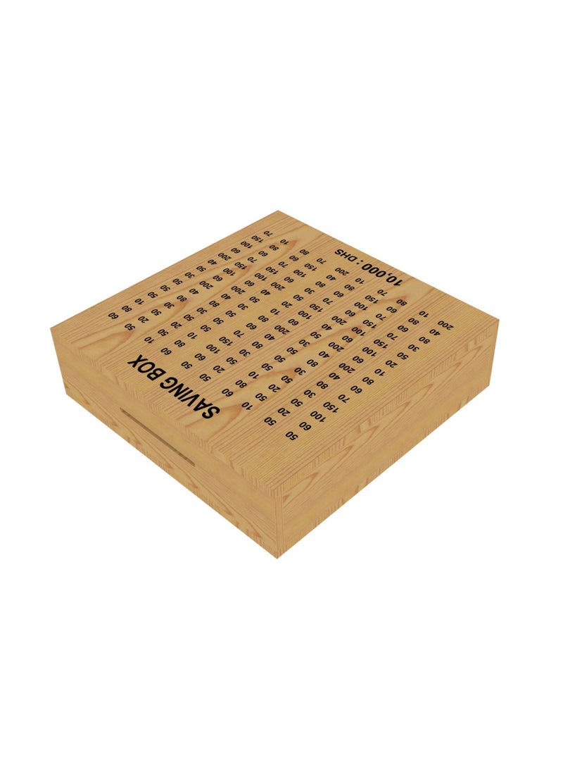 Eworld - Wooden Money Box 1 Piece Currency Saving Box for Kids Adults Up to 10000 Money Savings Case Elegant Design Organizer Square Shape 30x8x30. - Image 1