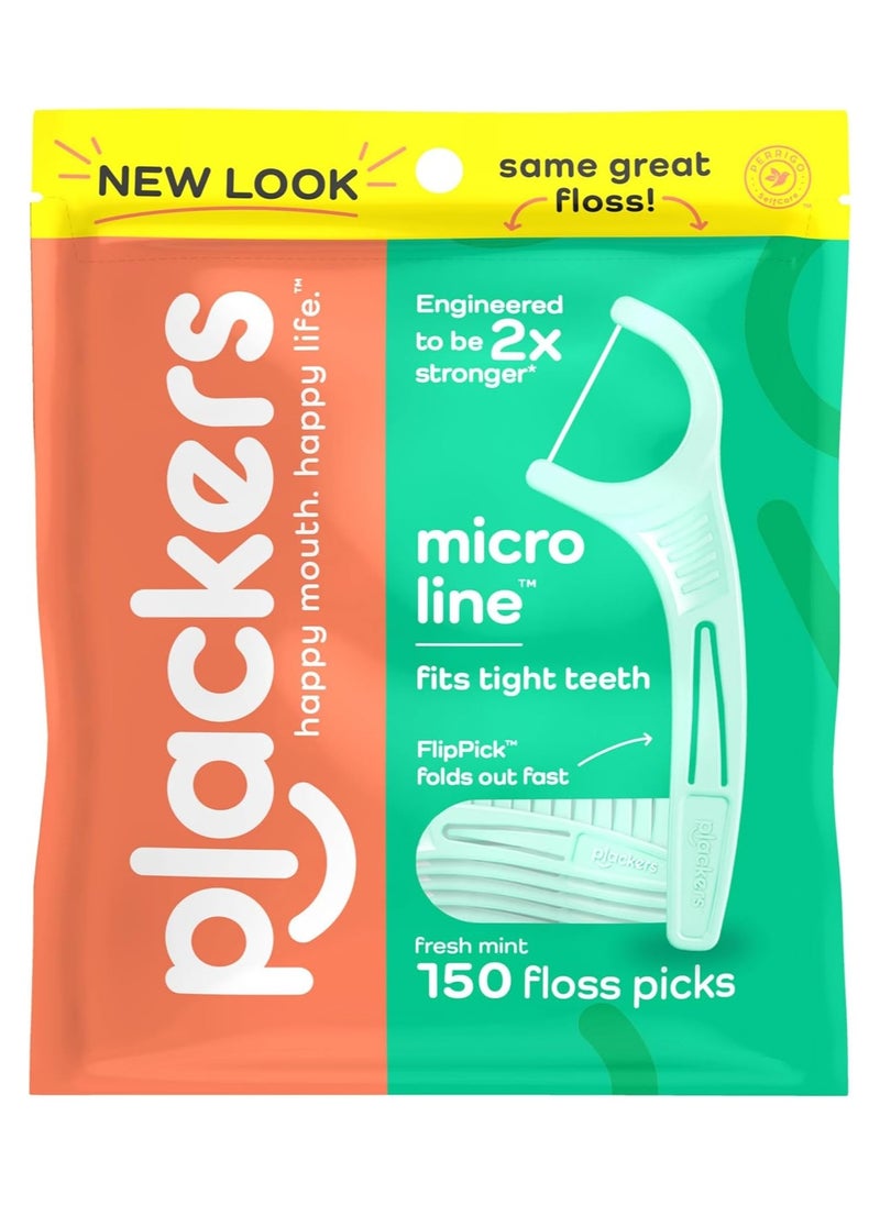 Plackers - Plackers Micro Line Fresh Mint 150 Floss Picks - Image 1