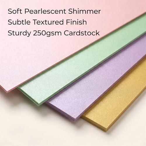Yalofey A5 Pearlescent Cardstock Paper Pack, 50 Sheets in 25 Colors, Double Sided Textured 250 GSM Cardstock, Pastel and Metallic Craft Paper for Card Making, Scrapbooking, Invitations and Paper Crafts - Image 5