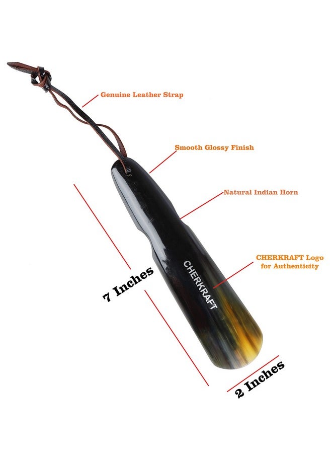 CHERKRAFT - CHERKRAFT Shoe Horn Natural Handcrafted & Polished Made from Real Horn For All Shoes & Boots (7 X 2) - Image 1