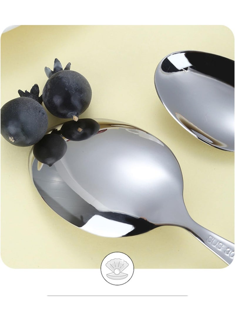 SYOSI Stainless Steel Spoon Set, Dessert Spoons with Imitation Pearl Decoration, 8.4 Inch Korean Style Tea and Coffee Utensils for Home Dining, Parties, and Gifts, Ceramic Handle (Black, 4-Piece) - Image 3