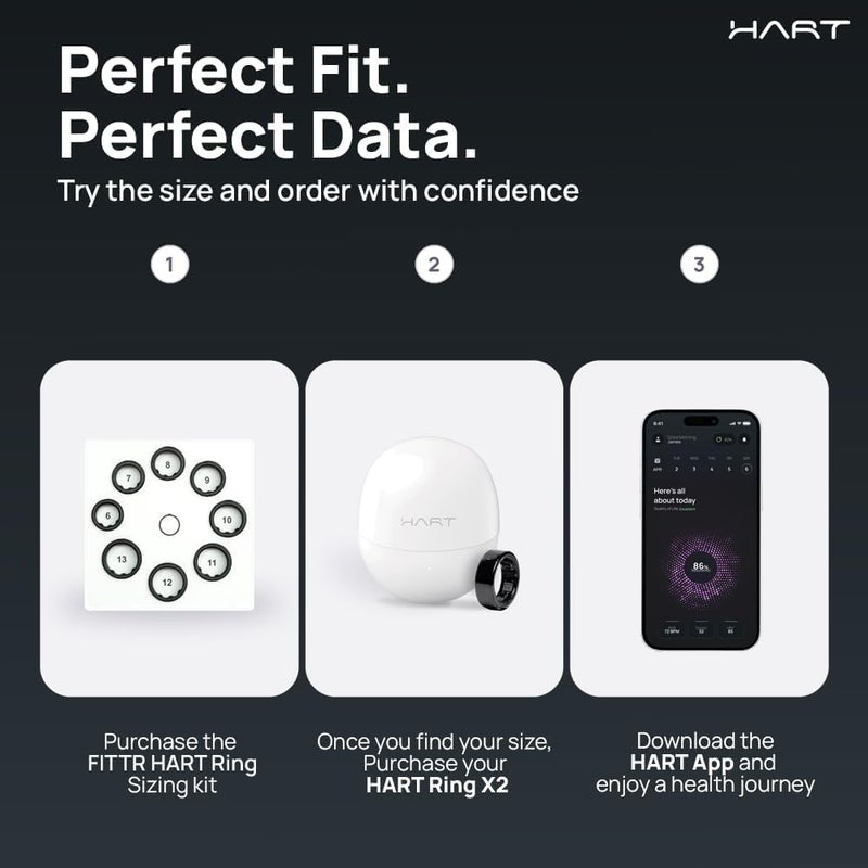 FITTR HART X2 Smart Ring, 8+ Days Battery, Fitness Tracker for Sleep, Recovery, Stress, Workout, Live Heartrate, Calories, Smart Ring for Men & Women,Buy Sizing Kit First, Titanium (Gunmetal Black,12) - Image 2