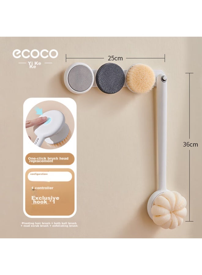 Ecoco Italian Cocoa Ecoco Bath Brush, Back Scrubber, Exfoliating Tool, Long Handle, Soft Bristles, Shower Brush, E24015 - Image 1