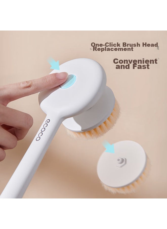 Ecoco Italian Cocoa Ecoco Bath Brush, Back Scrubber, Exfoliating Tool, Long Handle, Soft Bristles, Shower Brush, E24015 - Image 3