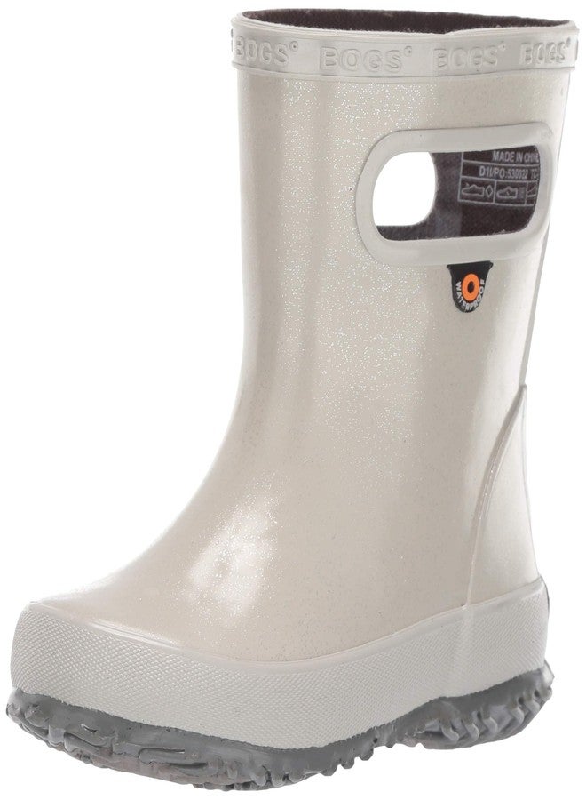 BOGS Skipper Rubber Waterproof Boys and Girls Rain Boot, Glitter-Silver, 6 US Unisex Infant - Image 1