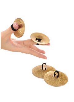 Belly Dance Finger Cymbals Sagat Sgat Belly Dancing Zills Oriental Percussion Instruments 4 Pcs - Small Size - Gold