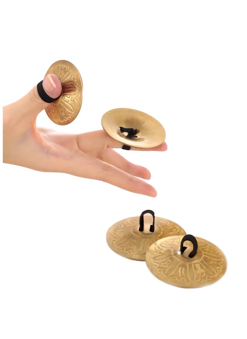 Generic - Belly Dance Finger Cymbals Sagat Sgat Belly Dancing Zills Oriental Percussion Instruments 4 Pcs - Small Size - Gold - Image 1