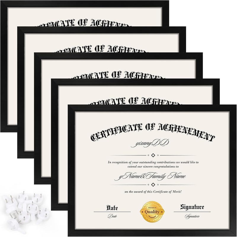YixangDD 5 PACK Certificate Frames 8.5 x 11, Black Diploma Frame Document Frame with Clear Plexiglass, Picture Frames for Tabletop and Wall Display - Image 1