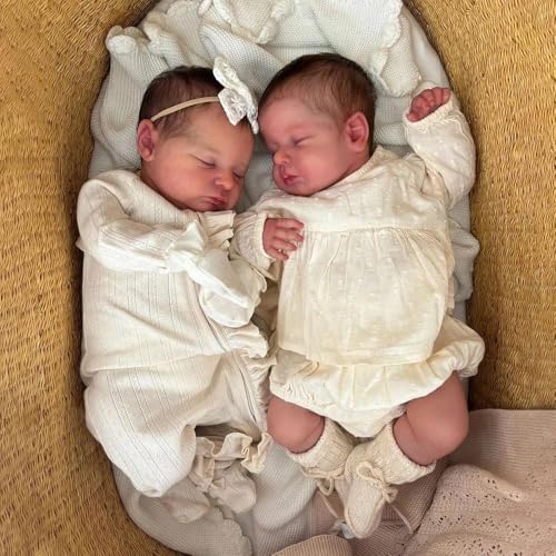 Anano Reborn Baby Dolls Silicone Full Body 19 in Realistic Baby Doll Twins Girl That Look Real Newborn Full Body Silicone Babys Doll Real Life Babys Dolls Twins with Accessories - Image 1