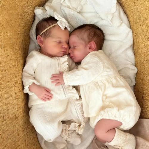 Anano Reborn Baby Dolls Silicone Full Body 19 in Realistic Baby Doll Twins Girl That Look Real Newborn Full Body Silicone Babys Doll Real Life Babys Dolls Twins with Accessories - Image 5