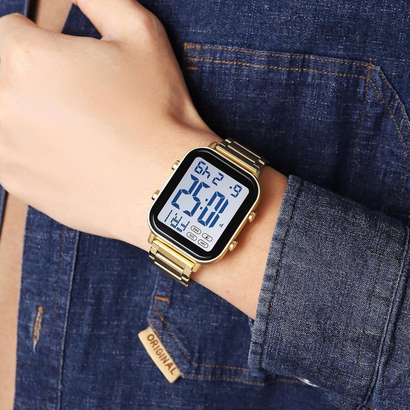 KASTWAVE Men's Stainless Steel Watch, Waterproof with Luminous Hands, Easy-Read Date Display, Precision Quartz Movement, Chronograph Sport Casual Wristwatch for Business and Outdoor Activities - Image 2