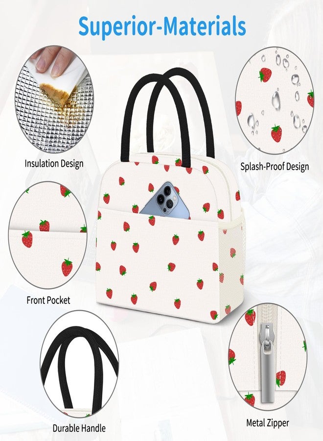 DALINDA Lunch Bag Lunch Box for Women Men,Cute Strawberry lunchbag Reusable Insulated Lunch Tote Bag - Image 2