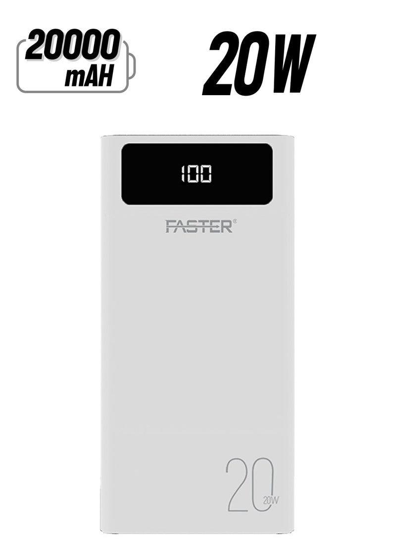 Faster 20000 mAh Power Bank - 20W Fast Charging Portable Charger - Laptop Mobile Charger Portable with 2 USB A Ports & 1 USB C Port - Battery Pack For Laptop MacBook Dell iPhone Samsung - Compact Design with Digital Display  - Image 1