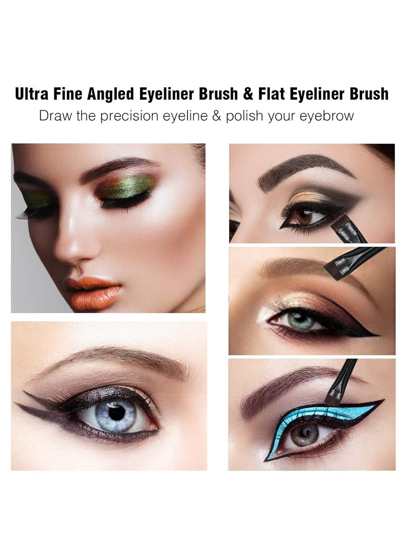 BONITO 3PCS Eyeliner Brush Eyebrow Brush Set, Flat and Fine Angled Eyeliner Brush Slanted Angled Brow Brush, Synthetic Bristles Eye Makeup Tool (Black) - Image 2