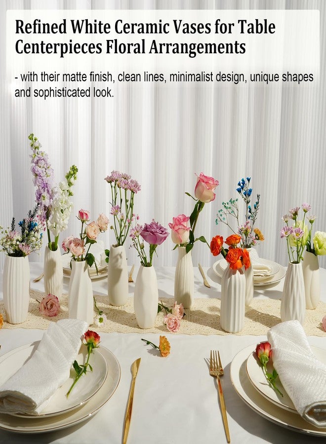 ASHELYULLA Ceramic Bud Vases, Set of 12 White Vases for Centerpieces Small Vase for Flowers Mini Ceramic Vases for Pampas Grass VAse Bulk for Wedding Table Centerpieces Decoration Boho Home Decor DIY Gift - Image 2