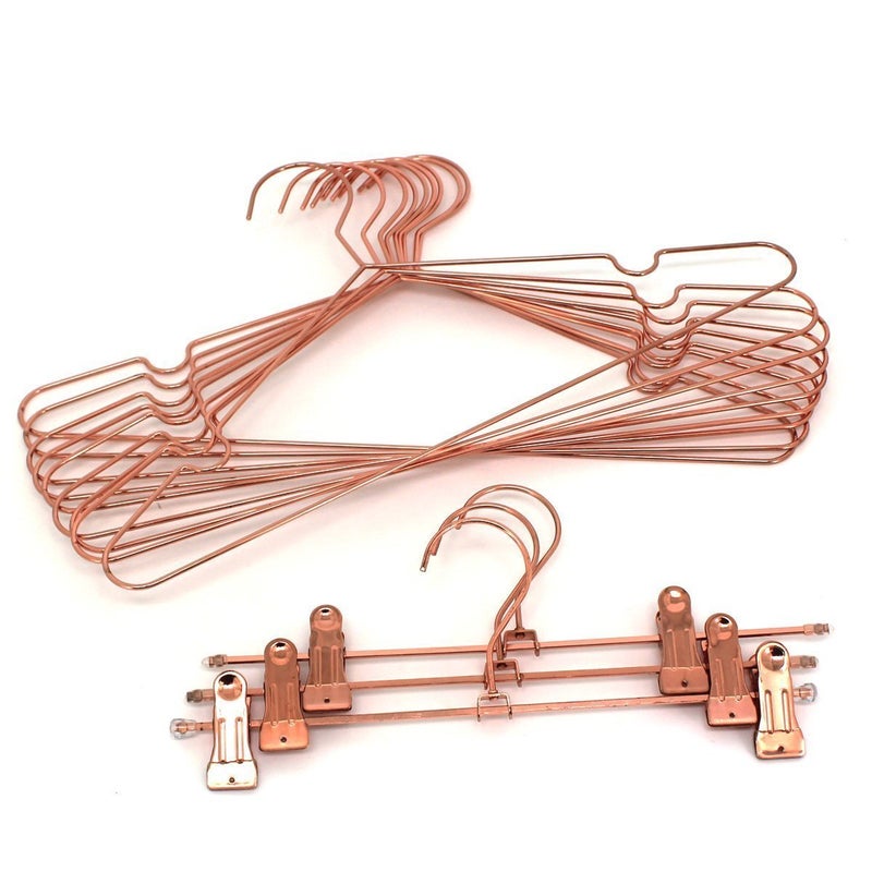 Koobay 10pack Koobay 13 "" أطفال الورد النحاس الذهب اللامع الأسلاك المعدنية العليا شماعات الملابس للقمصان تخزين وعرض - Image 4