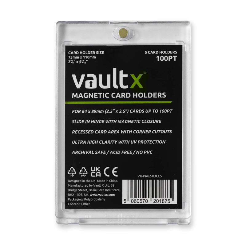 Vault X Magnetic Card Holders 100pt for Trading Cards, One Touch Hard Cases with UV Protection, Clear Display for Collectible Card Games, Sports, TCG (5 Pack) - Image 1