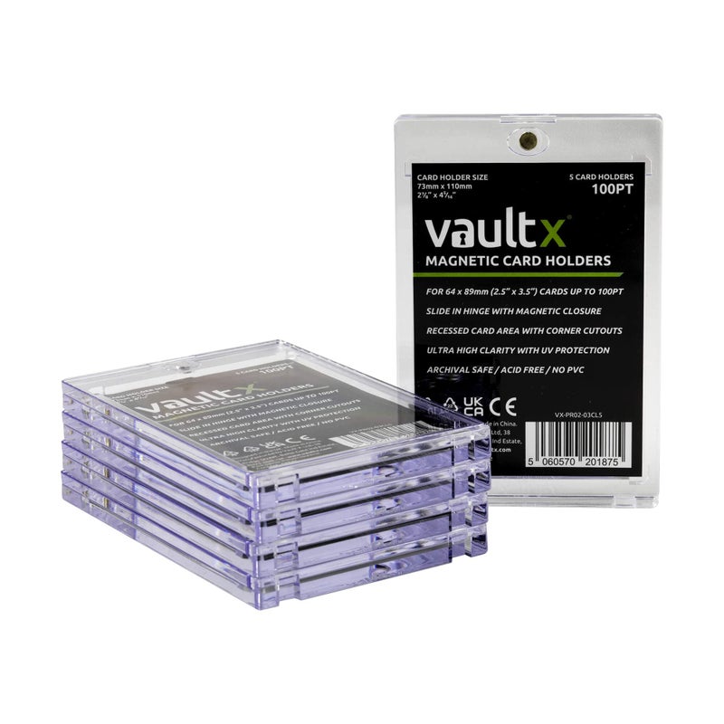 Vault X Magnetic Card Holders 100pt for Trading Cards, One Touch Hard Cases with UV Protection, Clear Display for Collectible Card Games, Sports, TCG (5 Pack) - Image 2
