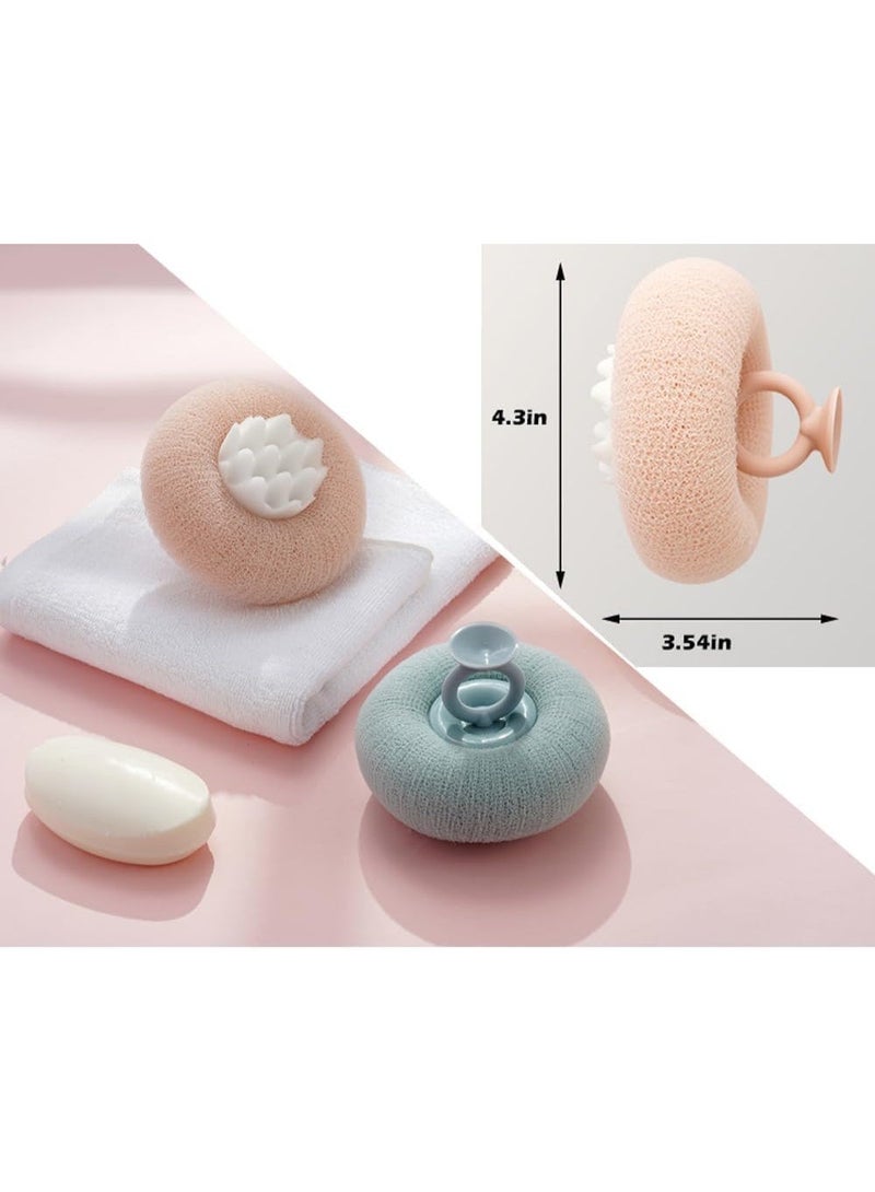 CLENEA 2 Pack Bath Body Brush, Exfoliating Body Scrubber,Bath Sponge Brush to Scrub The Body and Enjoy The Shower(Pink&Blue) - Image 2