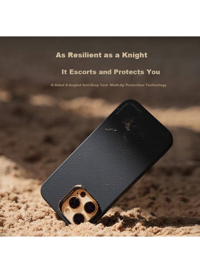 Defense Kevlar Magnetic Adsorption Shockproof Full Protection Case For Apple 16 Promax Business Iphone 16 Promax Protective Case Men's Black Gold Protective Cover - Image 4