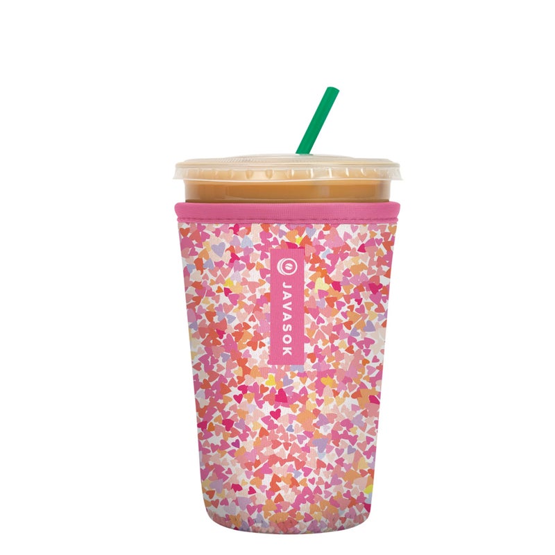 Sok It Java Sok Iced Coffee & Cold Soda Insulated Neoprene Cup Sleeve (Floral Hearts  Medium: 22-28oz) - Image 1