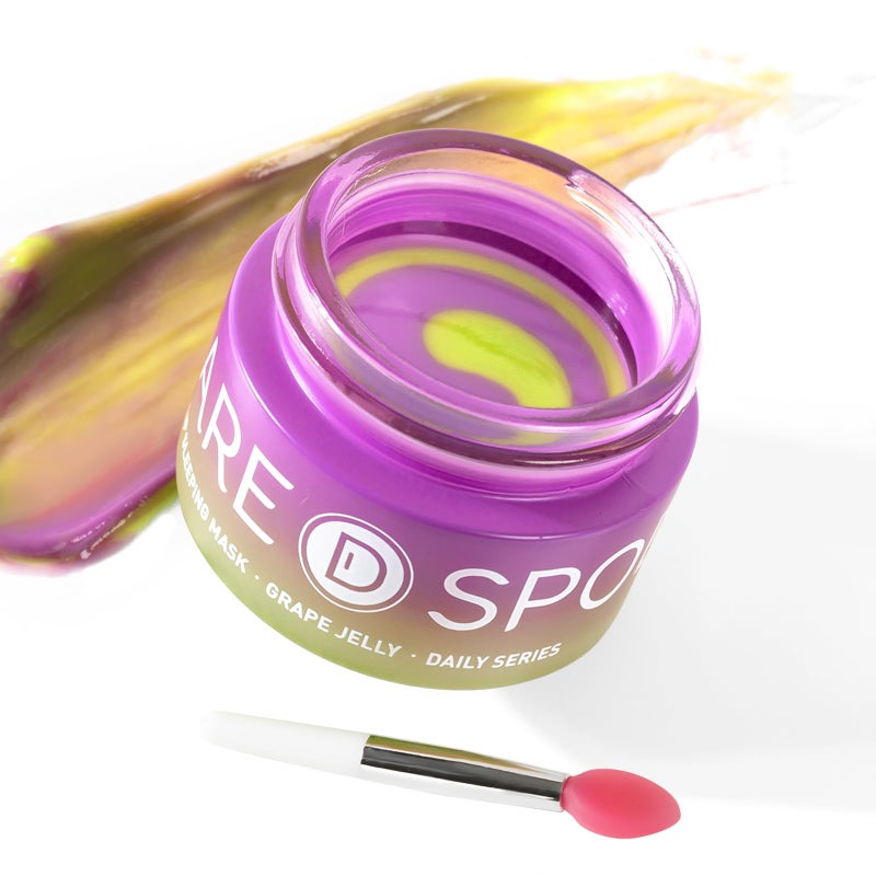 SPODARE Lip Mask, Hydrating Overnight Lip Sleeping Mask, Lip Moisturizer for Dry Cracked Lips Care, Dual-Color Lips Balm for Nourishing and Softening Lips, Minimizes Fine Lines - Grape - Image 1