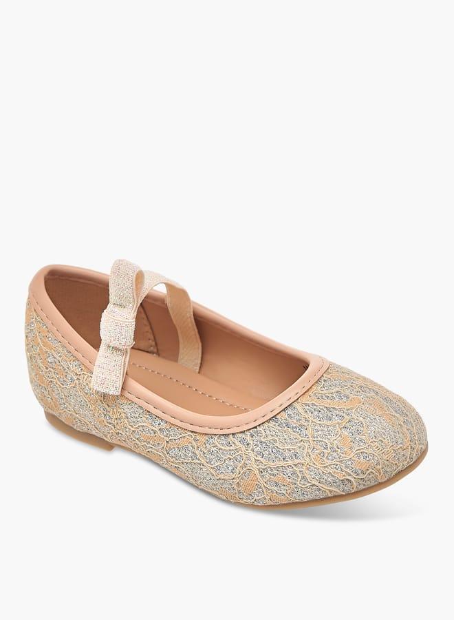 Flora Bella By Shoexpress Girls Textured Ballerina Shoes with Elasticated Strap - Image 1
