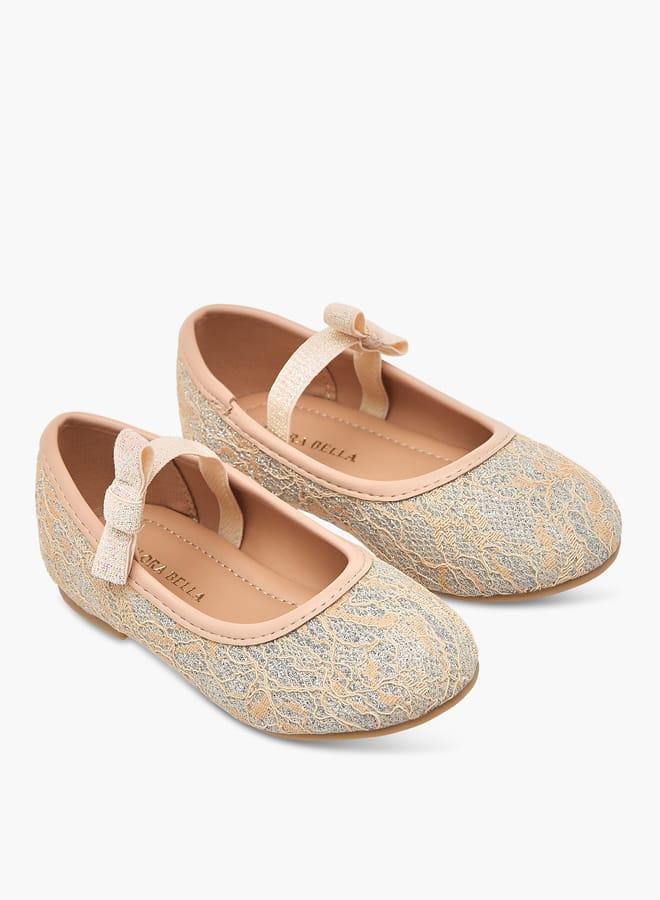 Flora Bella By Shoexpress Girls Textured Ballerina Shoes with Elasticated Strap - Image 2