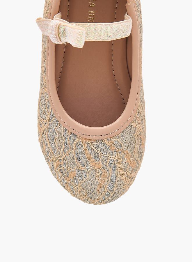 Flora Bella By Shoexpress Girls Textured Ballerina Shoes with Elasticated Strap - Image 4