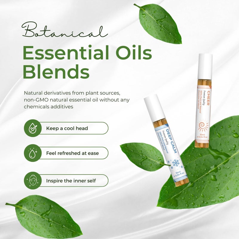 benatu Essential Oil Set (Deep Calm, Cheer, ClearMind), Aromatherapy Roll On Blends for Massage, Body Care & Home Use, Great Fragrance Roller Gift for Men & Women - Image 2