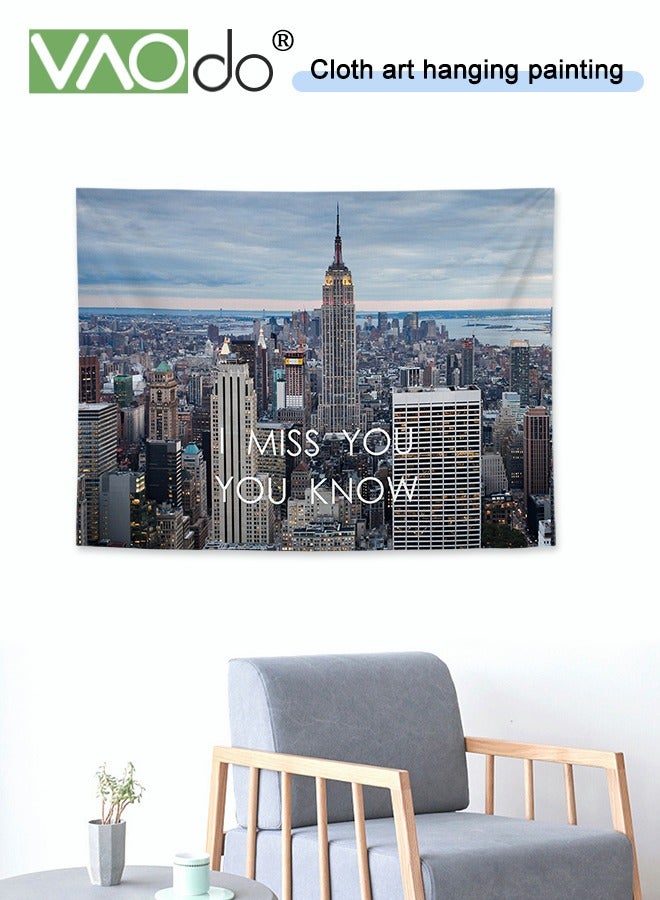 Modern City Tapestry Short Plush Simple Home Decoration Wall Hanging Live Broadcast Photo Background Free Installation Package 150 * 130CM